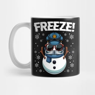 Snowman - Freeze! Police Officer Xmas Pun Mug